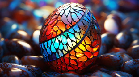 The wallpaper background is made of abstract materials, the patterns are made of multicolored stones, glass and beads of regular and irregular shape,Generated by AIの素材