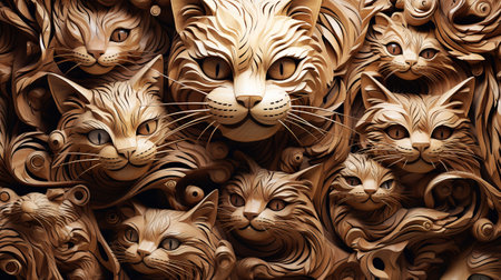 Illustration of a wood-cut drawing, a colorful panel for the interior,Generated by AIの素材