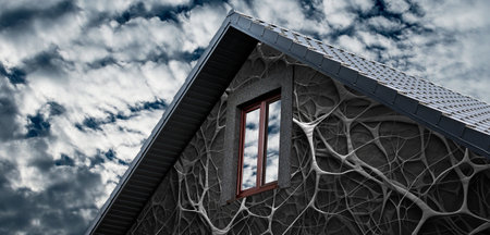 Fragment of a private one-story residential building with a new roof,Generated by AIの素材