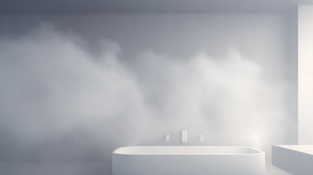 Steam from hot water in a modern white bathroom,Generated by AIの素材