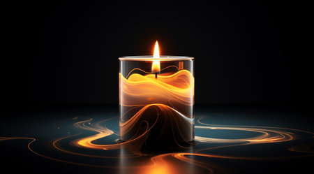 Image of a multi-colored fire of a burning candle in the dark,Generated by AIの素材