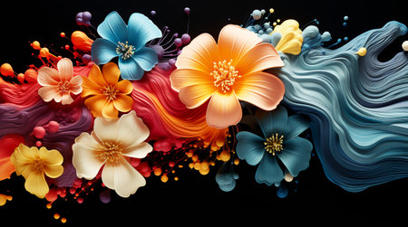 Three-dimensional background illustration with different colors for holiday cards and web development,Generated by AIの素材