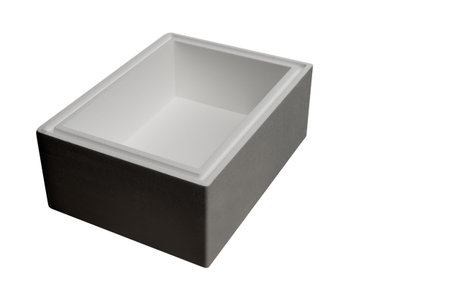 A box made of white foam for storing food and additives