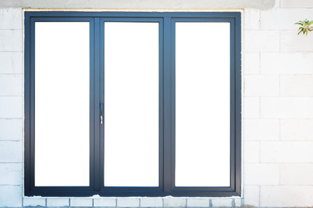 New laminated plastic three-leaf front door in a private house