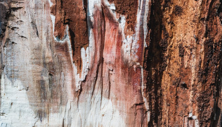 Image of the texture of a chopped wooden canvas with layers of different colorsの写真素材