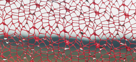 Textured image of wet lace fabric against the background of nature