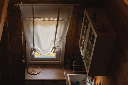 View of the interior of the restored village houseの写真素材