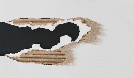A fragment of a torn white packing cardboardの写真素材