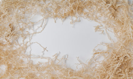 Soft packaging shavings on a white backgroundの写真素材