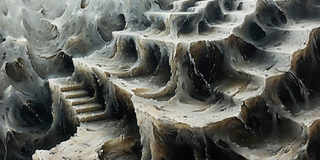 An image of a decorative multicolored staircase leading to a dungeon,Generated AIの素材