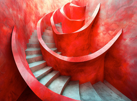 An image of a decorative multicolored staircase leading to a dungeon,Generated AIの素材