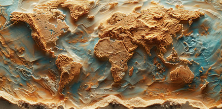 Backgrounds for photography are made of stones, sand and resin, in different colors and shades, in the form of a world map.,Generated by AIの素材