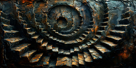 An image of a decorative multicolored staircase leading to a dungeon,Generated AIの素材