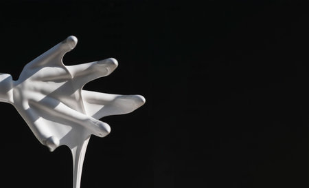 An image of a metal tool dripping with paintの写真素材