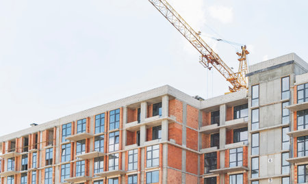 A fragment of a new multi-storey residential building in the city