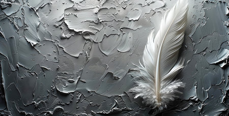 Three-dimensional background illustration with various colored feathers and down of birds for holiday cards and web development,Generated by AIの素材