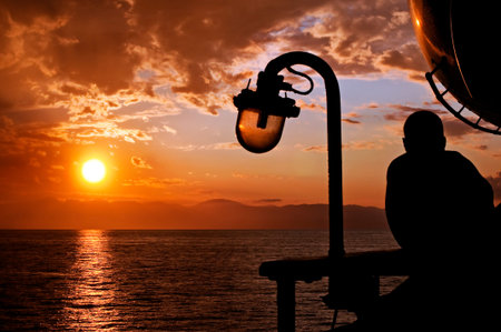 Sunset on a ferry