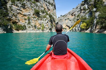 kayaking in Verdon Canyon in springtime, Provence. Franceの写真素材