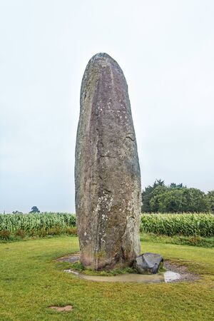 The biggest Menhir isolated in a field. Dol de Bretagne. Brittany, Franceの写真素材