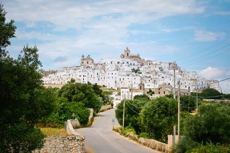 Ostuni white town skyline, Brindisi, Apulia (Puglia) southern Italy. Europe.の写真素材