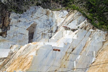 Closeup of one of the famous quarries of white Carrara   marble in the Apuan Alps (Alpi Apuane), Tuscany, Italy,   Europeの写真素材