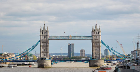 Iconic Tower Bridge connecting Londong with Southwark on the Thames River. London, UK