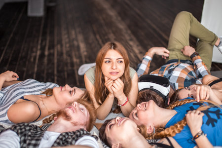 group of best friends having fun and enjoyの写真素材