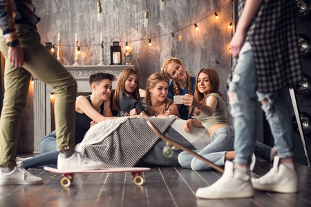 group of best friends having fun and enjoyの写真素材