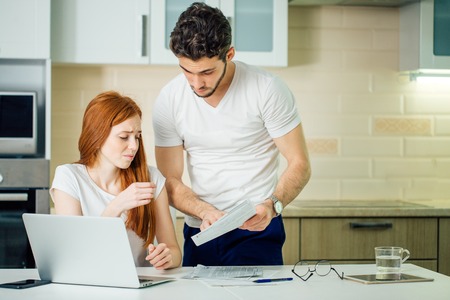 family having debt problems, not able to pay out their loanの写真素材