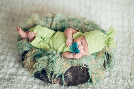 sleeping newborn baby, full lungthの写真素材