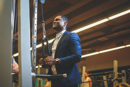 Exercise for triceps in the gymの写真素材