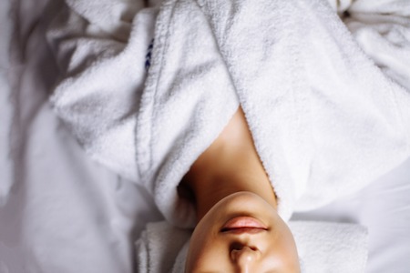 beautiful woman in spa environmentの写真素材