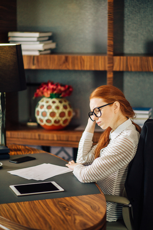 Young businesswoman using tablet computerの写真素材