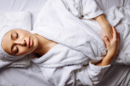 beautiful woman in spa environmentの写真素材