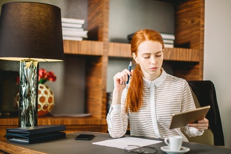 young businesswoman using tablet computerの写真素材