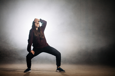 dancer is tide after performance. warming up to the performanceの写真素材
