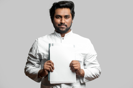 close up portrait of doctor with prescriptionの写真素材