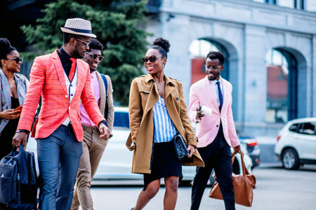 positive business people are leaving the city where they had a summit