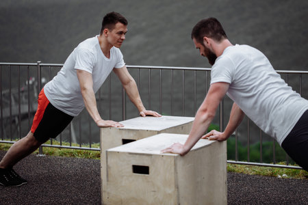 fitness man training push up