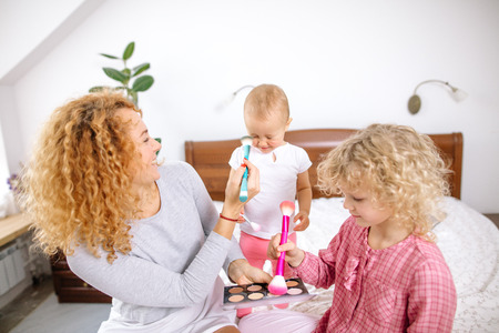 cosmetics for children. first experience with makeupの写真素材