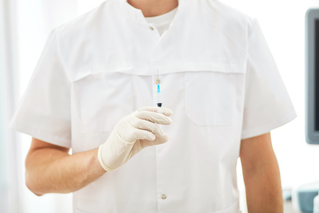 preparation for a surgery. injection against fluの写真素材