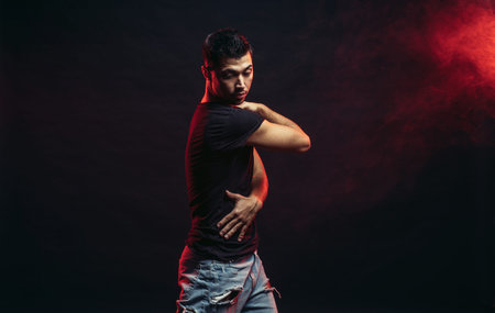 Young man professional dancer fond of dancing.