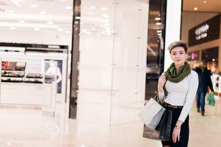 Portrait of  young woman shopping.