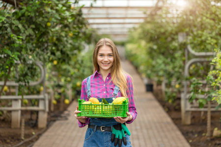 positive awesome woman offer fresh lemons.happy girl treats with fruit. close up portrait