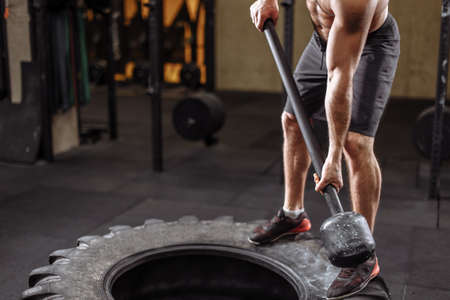 close up cropped photo. focus on the sledgehammer.の写真素材