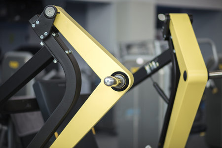 Part or separate detail of sports equipment in gym, close up.