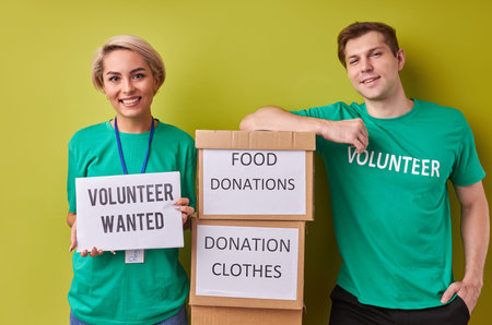 team of caucasian donors need people engaged in volunteering, they are keen on charity, help people