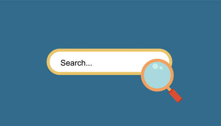 Search bar and magnifying glass. Internet, information, data. Website menu concept. Can be used for topics like ui and ux design, interface, mobile applicationのイラスト素材
