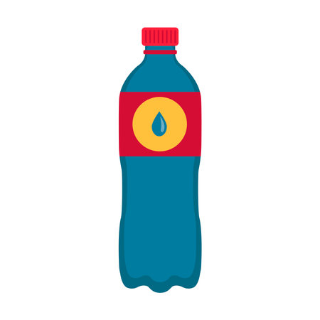 Plastic bottle of still water flat illustration. Container with refreshing energetic drink. 
Can be used for topics like recycling, grocery, suppliesのイラスト素材