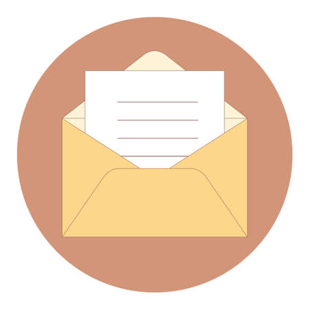 Opened envelope with letter inside icon. Communication, message, e-mail. For topics like information, invitation, reportのイラスト素材